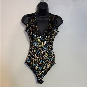 Ted Baker Velvet multicolour burnout Print Bodysuit NWT
